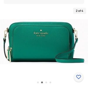 Kate Spade ♠️ small dual zip around crossbody saffiano leather wintergreen